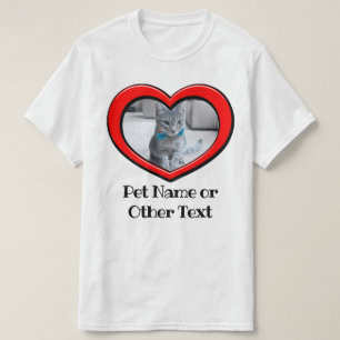 Camiseta Gato de Cão de Amor Personalizado com Quadro Card