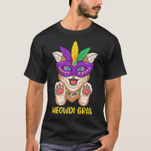 Camiseta Gato de Carnaval Máscara de Miado Contas Meowdi G