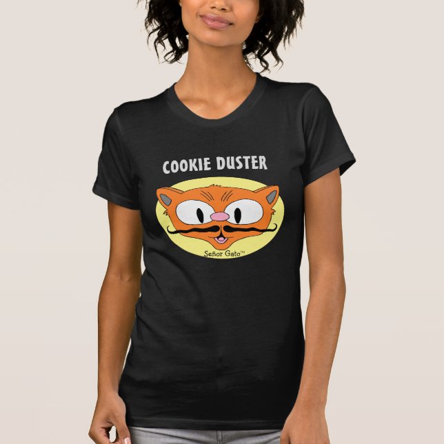 Camiseta Gato de Cartografia Humor de bigode COOKIE DUSTER (Frente)