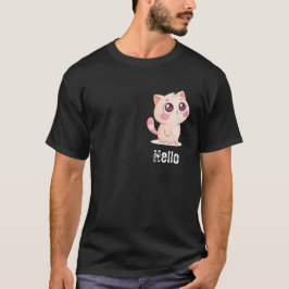 Camiseta Gato de Cartoon Bonito Dizendo Olá