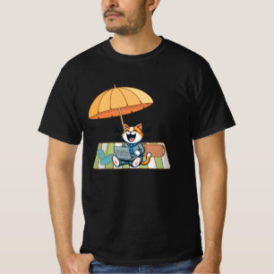 Camiseta Gato de Cartoon Engraçado