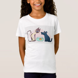 Camiseta Gato de Cartoon Gato Dourado