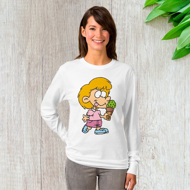 Camiseta Gato de Cartoon Gelado Sorvete Cone (Criador carregado)