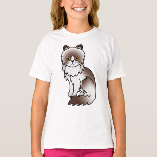 Camiseta Gato de Cartoon Persa de Cor Bi Chocolate