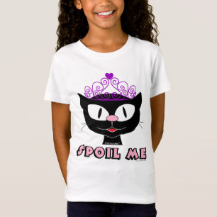 Camiseta Gato de Cartoon SPOIL ME com Garotas Tiara Rosa