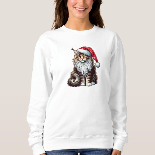 Camiseta Gato de casulo de Natal Maine, Papais noeis Gato d (Frente)