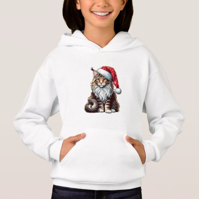 Camiseta Gato de casulo de Natal Maine, Papais noeis Gato d (Frente)