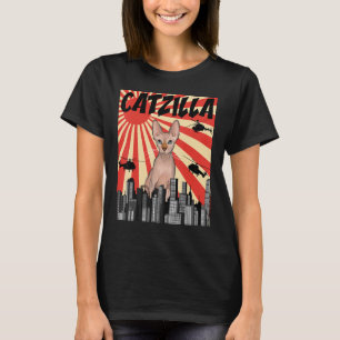 Camiseta Gato De Catzilla Sphynx, Retro Engraçado Japonês