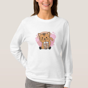 Camiseta Gato De Chá De Bolha Com Gatos De Chocolate Com An