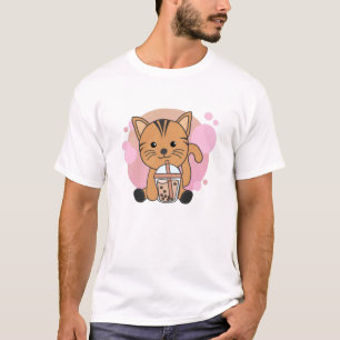 Camiseta Gato De Chá De Bolha Com Gatos De Chocolate Com An