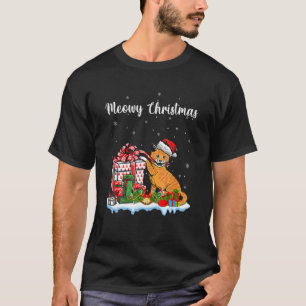 Camiseta Gato de Chapéu de Papai Noel Natal Para Meninas Cr