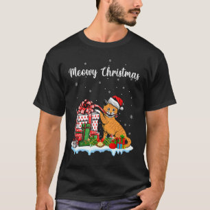 Camiseta Gato de Chapéu de Papai Noel Natal Para Meninas Cr
