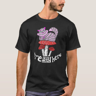 Camiseta gato de cheshire na tigela fumadora de cogumelos