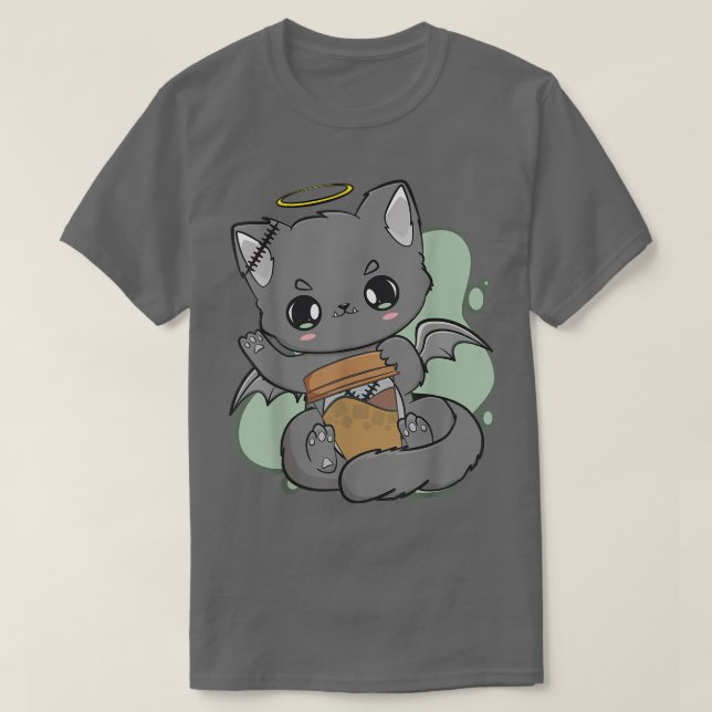 Camiseta Gato De Chibi E Taça De Café Neko Gothic Yume Kawa (Frente do Design)