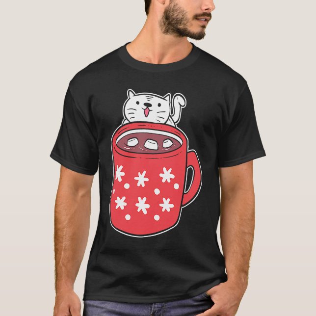 Camiseta Gato de Chocolate Quente Doce dente (Frente)