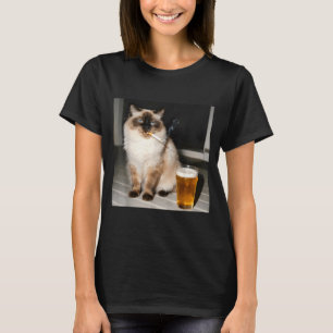 Camiseta Gato de Cigarro Gato Ragdoll Engraçado Kitten Fuma