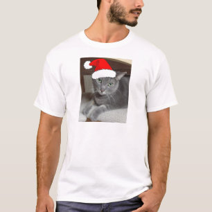 Camiseta Gato de Cinza azul russo natalino