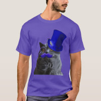 Gato de cinza com bigode azul superior e bigode az