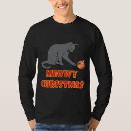 Camiseta Gato de Cinza Engraçado de Natal