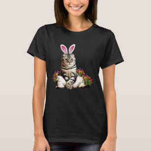 Camiseta Gato de coelho da flor da páscoa Ca