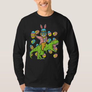 Camiseta Gato De Coelho Da Páscoa Andando Dino Trex Ovo Din