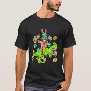 Camiseta Gato De Coelho Da Páscoa Andando Dino Trex Ovo Din