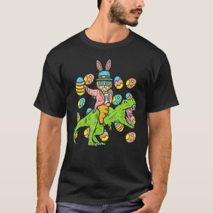 Camiseta Gato De Coelho Da Páscoa Andando Dino Trex Ovo Din