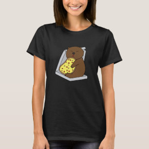 Camiseta Gato de Comida Rápido de Pizza Comendo Pizza Bela