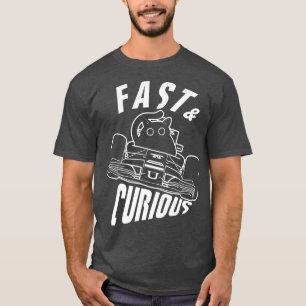 Camiseta Gato De Condução Engraçado Rápido E Curioso