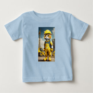 Camiseta Gato de Construção em Camisa-T de Ação