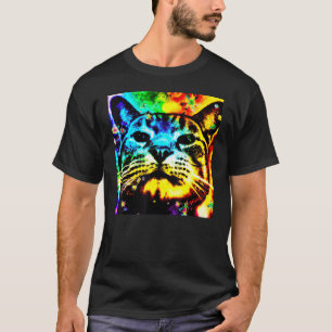 Camiseta Gato de cor muito fina rosto gatinho adorável