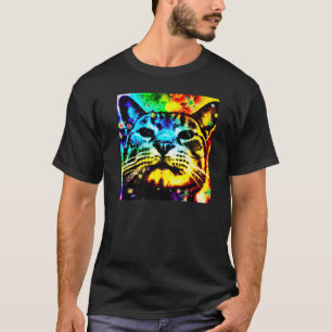 Camiseta Gato de cor muito fina rosto gatinho adorável