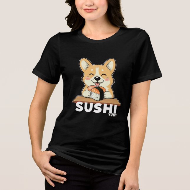 Camiseta Gato de Corgi Gelado - Design de Comida Kawaii (Frente)