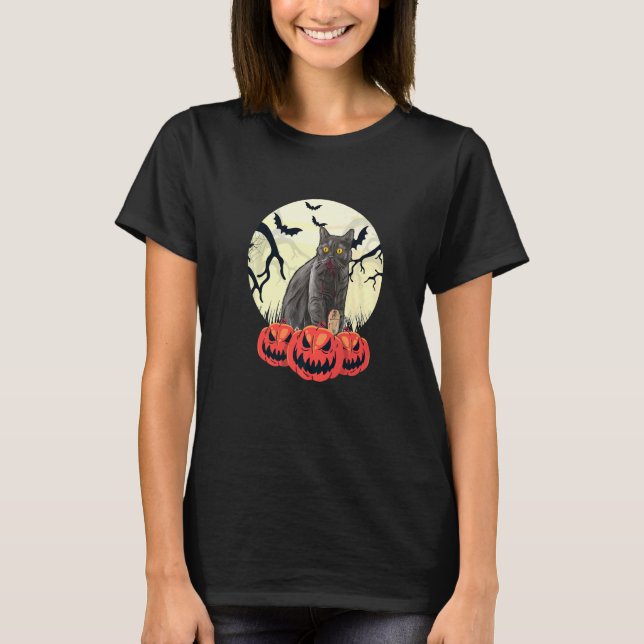 Camiseta Gato de Costume de Halloween (Frente)