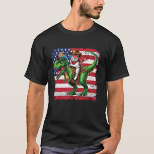 Camiseta Gato de Cowboy Engraçado Montando Dinossauro Bande
