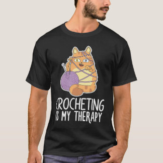 Camiseta Gato de Crochê Linha Costura Tricô