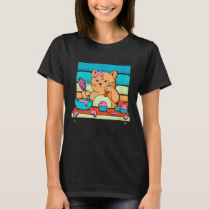 Camiseta Gato de Cupcake Engraçado Fazendo Cupcakes Humor S