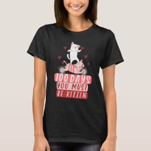 Camiseta Gato de Dança Fofo 100 Dias Você Deve Ser no 100º 