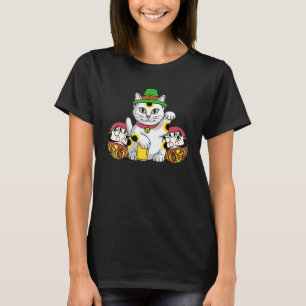 Camiseta Gato De Daruma Doll Maneki Neko Japonês Na Rua Pat