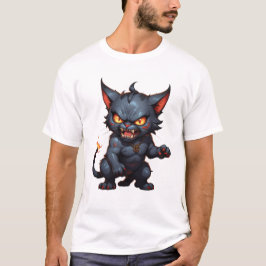 Camiseta Gato de demônio zangado e engraçado
