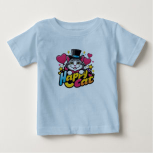 Camiseta gato de desenho animado.