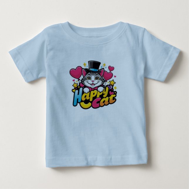 Camiseta gato de desenho animado. (Frente)