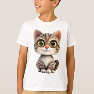 Camiseta Gato de desenho animado 3D – Adorável design de ga