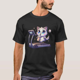 Camiseta Gato de desenho animado adorável se exercitando na
