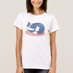 Camiseta Gato de Desenho Animado Adormecido Adorável