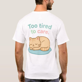 Camiseta Gato de desenho animado adormecido numa almofada a
