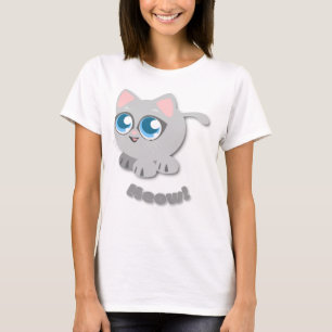 Camiseta Gato de desenho animado cinza fofo