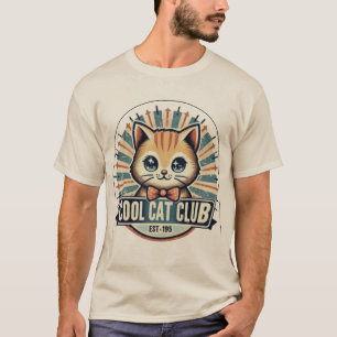 Camiseta Gato de Desenho Animado Elegante – Logotipo Estilo