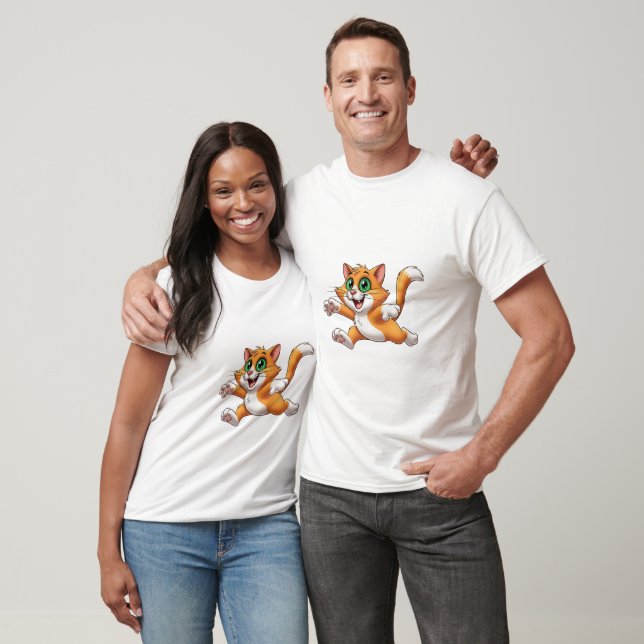 Camiseta Gato de Desenho Animado em Zoom (Unissex)