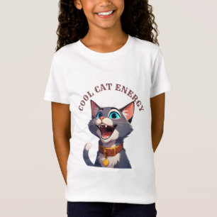 Camiseta Gato de Desenho Animado Feliz Com Olhos Azuis Pet